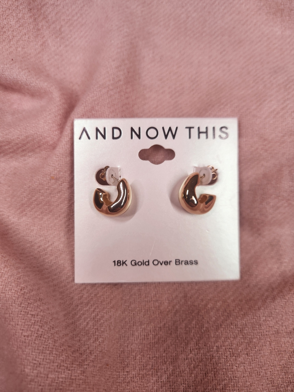 NWT And Now This 18K Gold-Plated Oblong Chunky C-Hoop Earrings